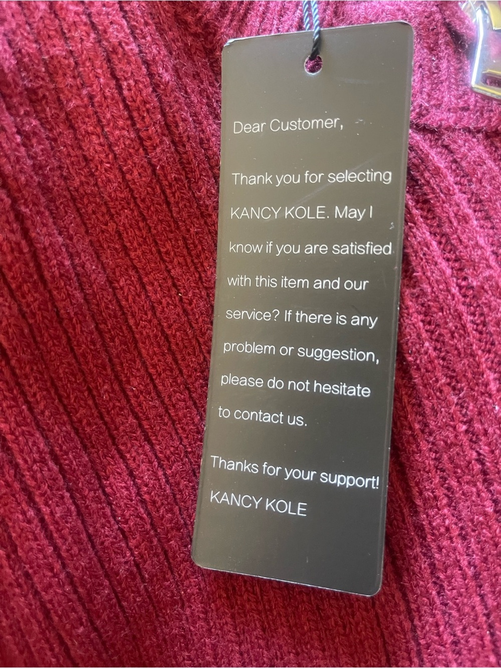 Ribbed Cable-Knit Midi Dress in Wine Red - Picture 2 of 3